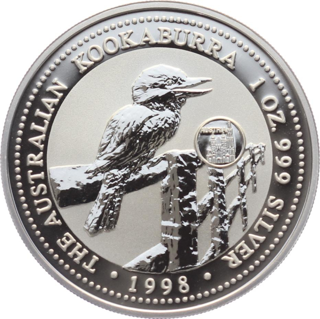 Australien 1 Dollar 1996 Kookaburra - 1 Unze Feinsilber - Privymark "Austria"